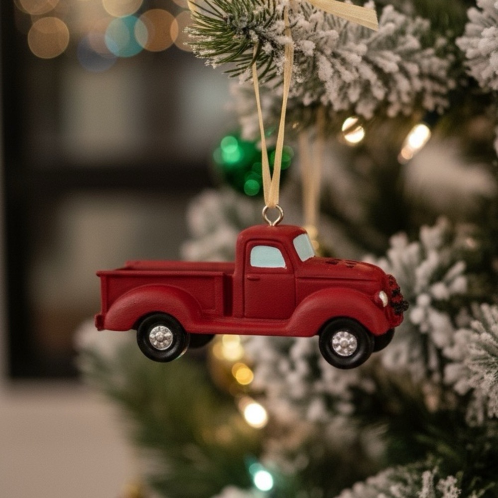Vintage Red Truck Christmas Ornament Rustic Farmhouse